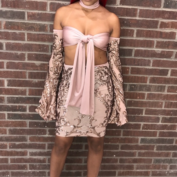 rose gold 2 piece outfit